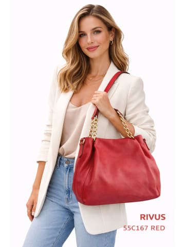ORE10 Leder-Shopper in Rot - (B)27 x (H)45 x (T)15 cm