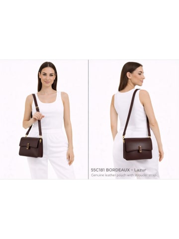 ORE10 Leder-Umhängetasche "Lazur" in Braun - (B)22 x (H)18 x (T)7 cm