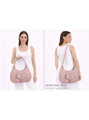 ORE10 Leder-Schultertasche "Miser" in Rosa - (B)35 x (H)30 x (T)9 cm