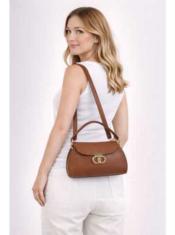 ORE10 Skórzana torebka "Nadis" w kolorze jasnobrązowym - 34 x 17 x 12 cm