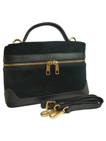 ORE10 Leder-Umhängetasche "Lazur" in Schwarz - (B)24 x (H)15 x (T)9 cm