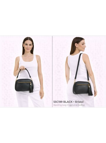 ORE10 Skórzana torebka "Bristol" w kolorze czarnym - 23 x 6 x 9 cm