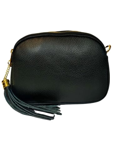 ORE10 Leren schoudertas "Bristol" zwart - (B)23 x (H)6 x (D)9 cm