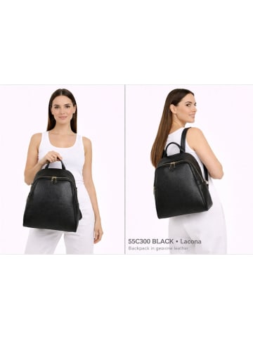 Florence Bags Leren rugzak "Lacona" zwart - (B)34 x (H)28 x (D)16 cm