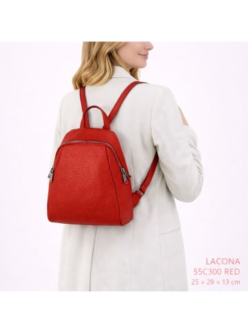 Florence Bags Skórzany plecak "Lacona" w kolorze czerwonym - 34 x 28 x 16 cm