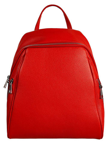 Florence Bags Skórzany plecak "Lacona" w kolorze czerwonym - 34 x 28 x 16 cm