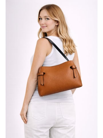 Florence Bags Leder-Henkeltasche "Capoliveri" in Hellbraun - (B)33 x (H)20 x (T)13 cm