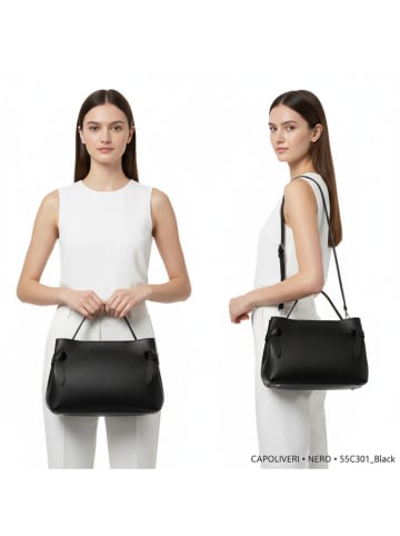 Florence Bags Leder-Henkeltasche "Capoliveri" in Schwarz - (B)33 x (H)20 x (T)13 cm