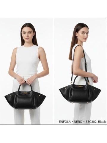 Florence Bags Skórzana torebka "Enfola" w kolorze czarnym - 50 x 22 x 17 cm