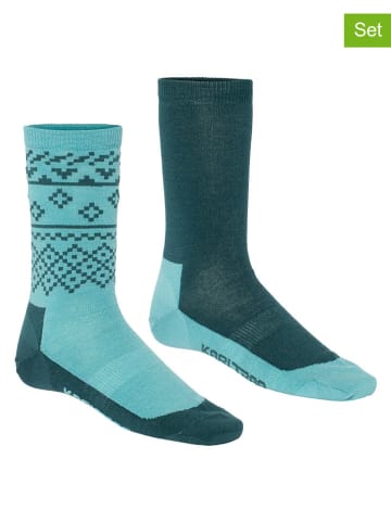 KARI TRAA Skarpety sportowe (2 pary) w kolorze turkusowym