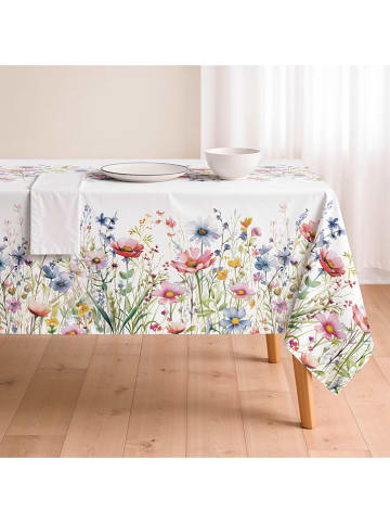 Mint Rugs Tafellaken "Floral And Tropical Daina" wit/blauw/lichtroze