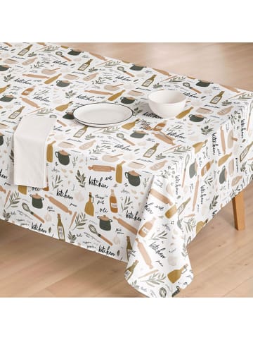 Mint Rugs Tafellaken "Kitchen" wit/mosterdgeel/groen