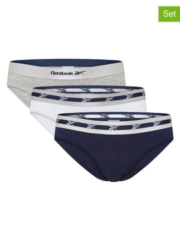 Reebok 3er-Set: Slips "Edwina" in Dunkelblau/ Grau/ Weiß