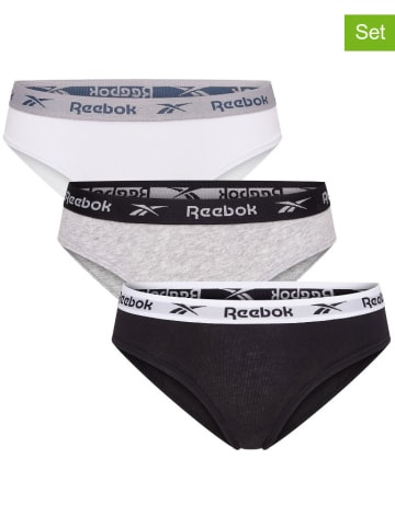 Reebok 3er-Set: Slips "Carina" in Grau/ Weiß/ Schwarz