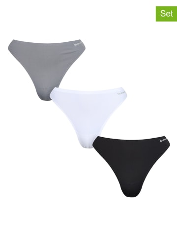 Reebok Stringi (3 pary) "Rae" w kolorze szarym, białym i czarnym