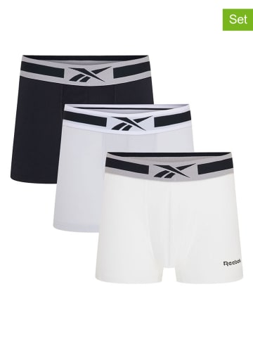 Reebok Bokserki (3 pary) "Hinlo" w kolorze biało-czarno-szarym