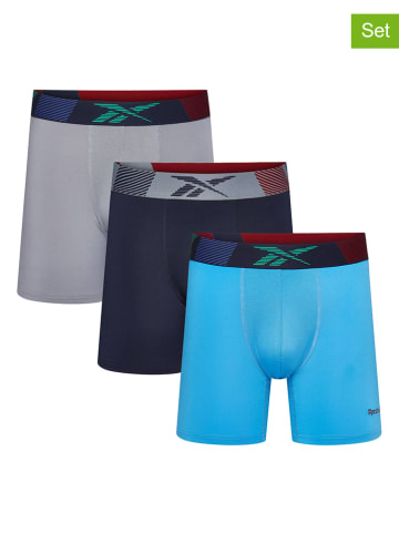 Reebok Bokserki (3 pary) "Bristow" w kolorze granatowo-szaro-błękitnym