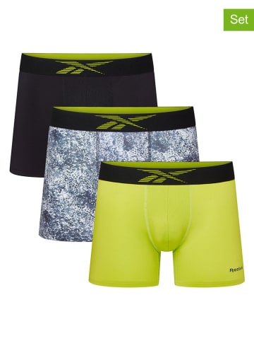 Reebok 3er-Set: Boxershorts "Mowatt" in Schwarz/ Limette/ Blau