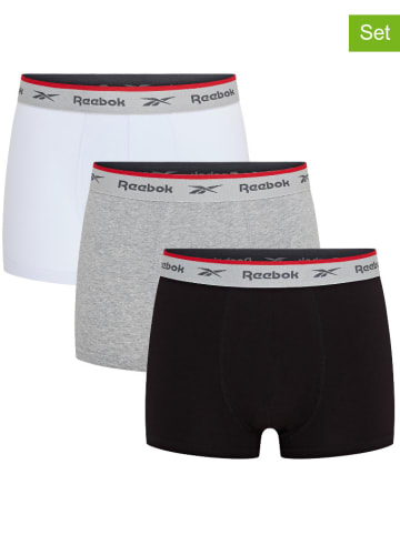 Reebok Bokserki (3 pary) "Ovett" w kolorze czarnym, białym i szarym