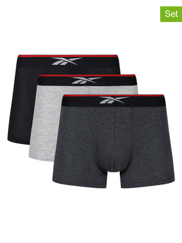 Reebok Bokserki (3 pary) "Glynn" w kolorze czarno-antracytowo-jasnoszarym