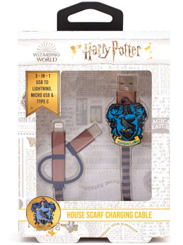 Harry Potter 3in1-Ladekabel "Hogwarts Ravenclaw" in Blau/ Gold - (L)80 cm