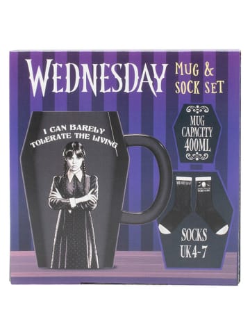 Wednesday 2tlg. Set: Tasse und Socken "Wednesday" in Schwarz