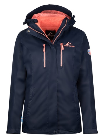 Westfjord 3in1-Funktionsjacke "Hverfjall" in Dunkelblau/ Koralle