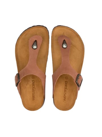 Westfjord Leren teenslippers "Eldfjall" lichtroze