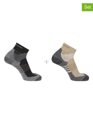 SALOMON 2-delige set: trekkingsokken "X Ultra Access Quarter" beige/zwart