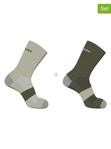 SALOMON 2er-Set: Funktionssocken "Evasion Crew" in Khaki