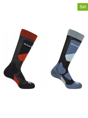SALOMON 2er-Set: Funktionssocken "Access JR" in Schwarz/ Blau/ Rot