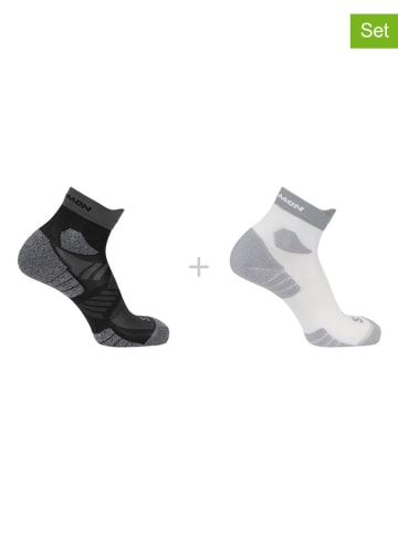 SALOMON 2er-Set: Funktionssocken "Aero Ankle"  in Weiß/ Schwarz