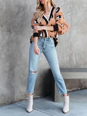 LA Angels Cardigan in Beige/ Schwarz