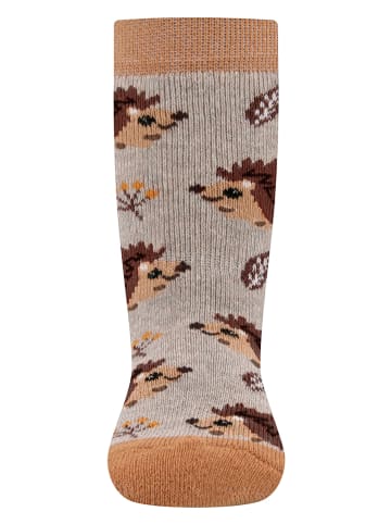 ewers 2er-Set: ABS-Socken "SoftStep Igel" in Hellbraun