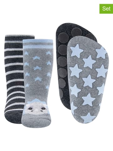 ewers 2er-Set: ABS-Socken in Grau/ Dunkelblau