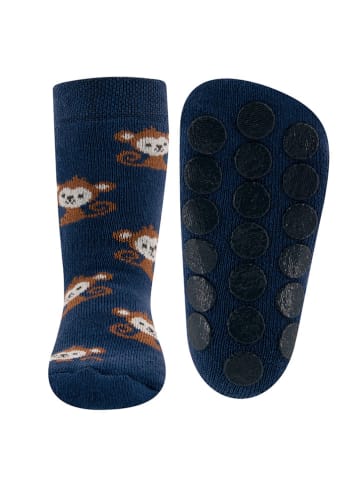ewers 2er-Set: ABS-Socken "Äffchen" in Dunkelblau/ Grün