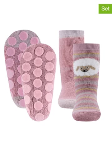 ewers 2er-Set: ABS-Socken "Schäfchen" in Rosa