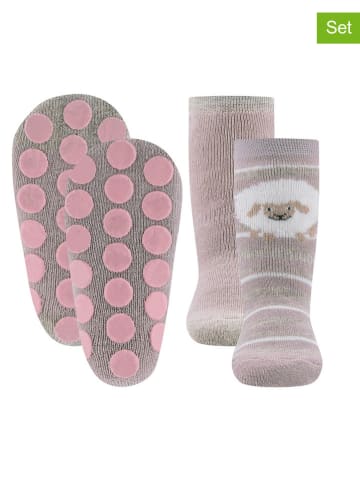 ewers 2er-Set: ABS-Socken "Schäfchen" in Beige