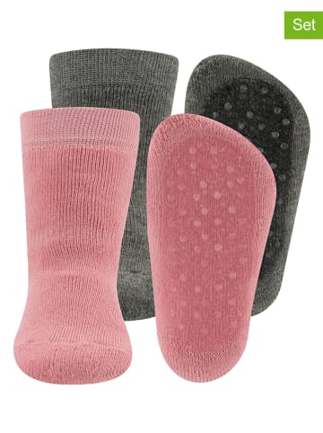 ewers 2er-Set: ABS-Socken Grau/ Rosa