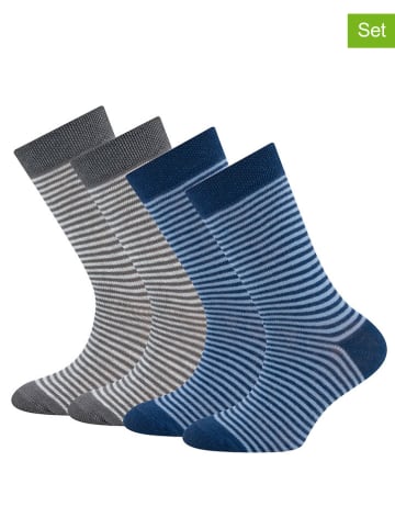 ewers 4er-Set: Socken in Blau/ Grau