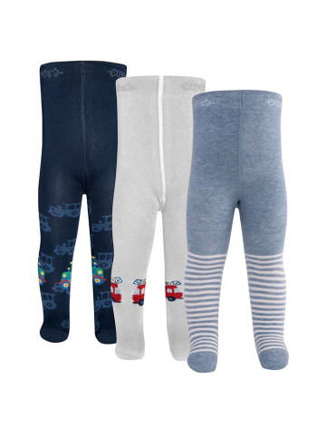 ewers 3er-Set: Strumpfhosen in Dunkelblau/ Weiß/ Blau
