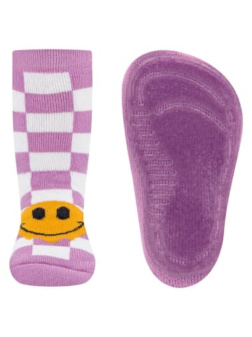 ewers ABS-Socken "SoftStep Karo/Smile" in Lila