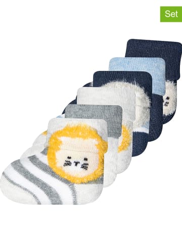 ewers 6er-Set: Babysocken "Löwe" in Weiß/ Grau/ Dunkelblau