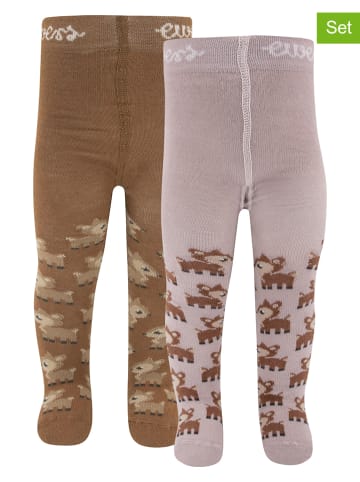 ewers 2er-Set: Strumpfhosen in Rosa/ Hellbraun