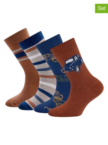 ewers 4er-Set: Socken in Hellbraun/Dunkelblau/ Grau