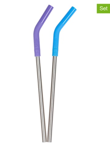 Klean Kanteen 2er-Set: Trinkhalme "Kanteen®Straw" in Blau/ Lila