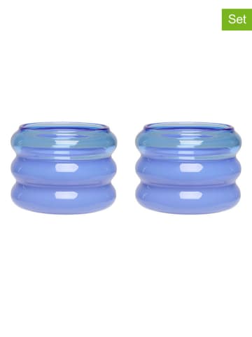 Design Letters 2er-Set: Teelichthalter in Blau - (H)4 x Ø 5,5 cm