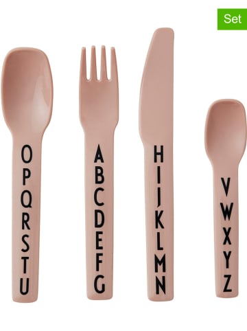 Design Letters 4-częsciowy zestaw sztućców w kolorze jasnoróżowym