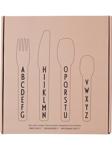 Design Letters 4-częsciowy zestaw sztućców w kolorze jasnoróżowym