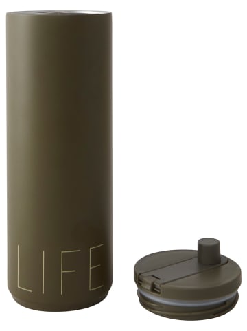 Design Letters Kubek termiczny "Life" w kolorze oliwkowym - 500 ml